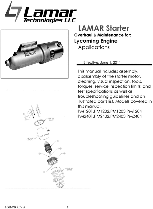 Product picture LAMAR STARTER OVERHAUL MANUAL